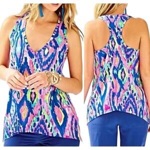 Lilly Pulitzer Kiawah Racer Back Tank In Multi Luminescent Sz Small